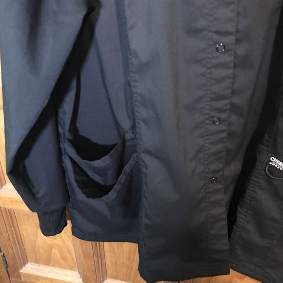 Cherokee Workwear Scrub Jacket Women's 2X Black Long Sleeved Snap Front Top - Picture 4 of 10